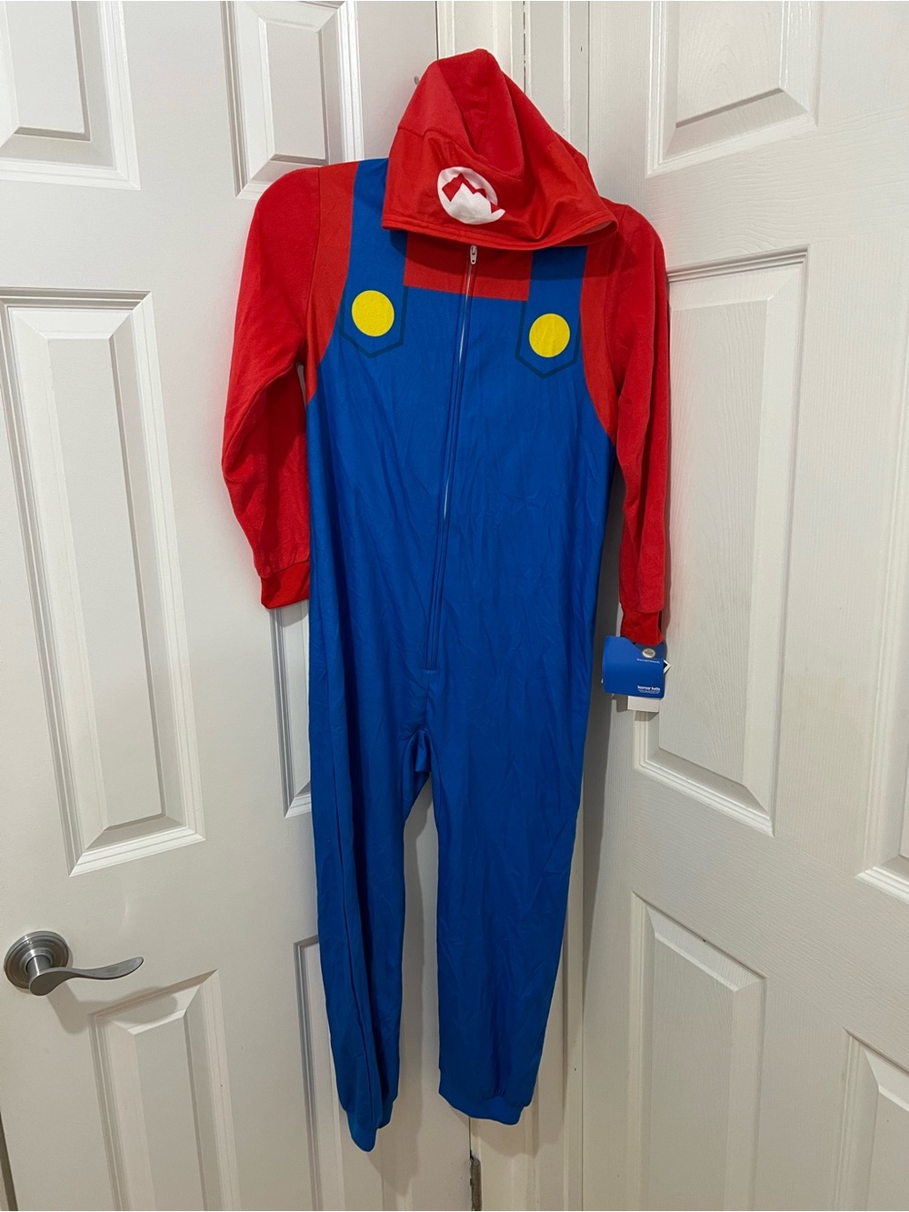 Nintendo Red & Blue Super Mario Jumpsuit Costume with Hood